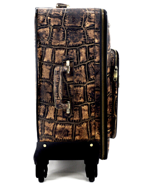 Jumbo Croc Carry-On Leather Suitcase