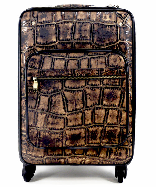 Jumbo Croc Carry-On Leather Suitcase