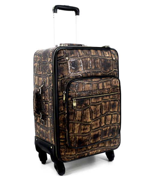 Jumbo Croc Carry-On Leather Suitcase