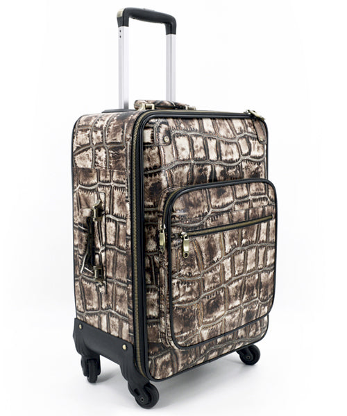 Jumbo Croc Carry-On Leather Suitcase