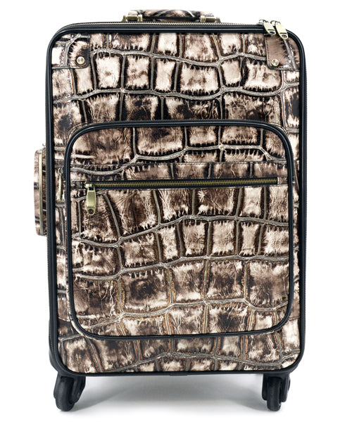 Jumbo Croc Carry-On Leather Suitcase