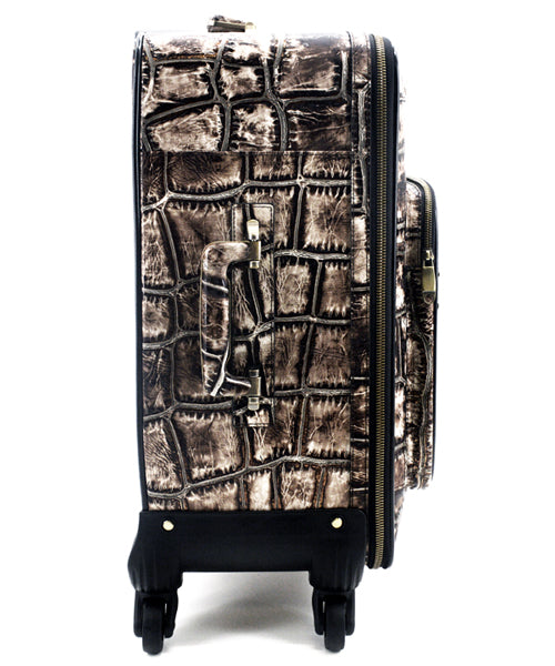 Jumbo Croc Carry-On Leather Suitcase