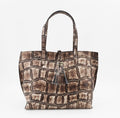 Ivory Silver Chocolate Jumbo Croc Large Tote