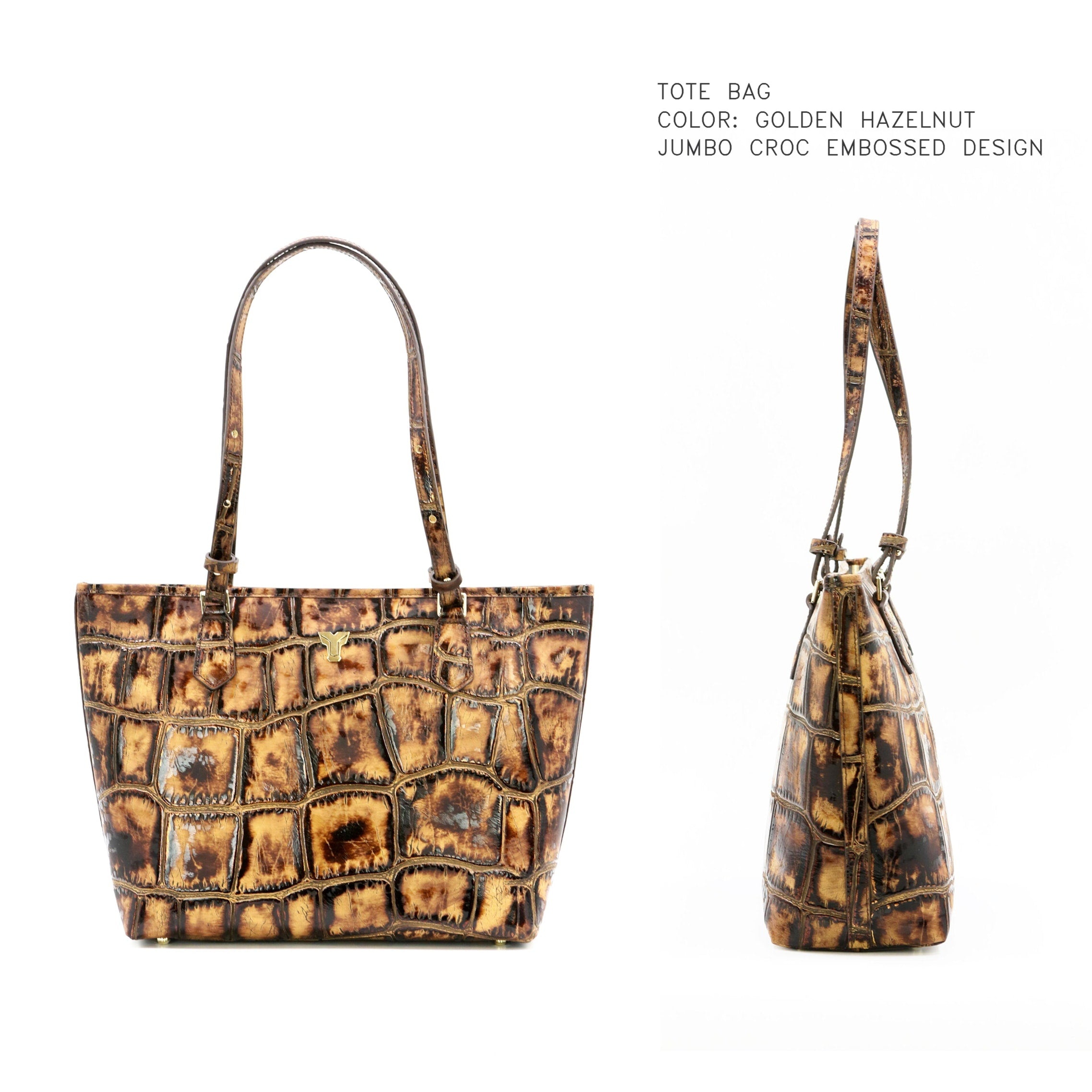 Golden Hazelnut Jumbo Croc Tote
