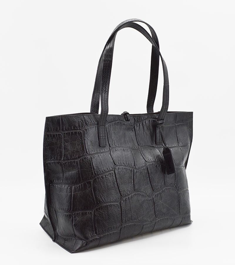 Large Black Jumbo Croc Tote